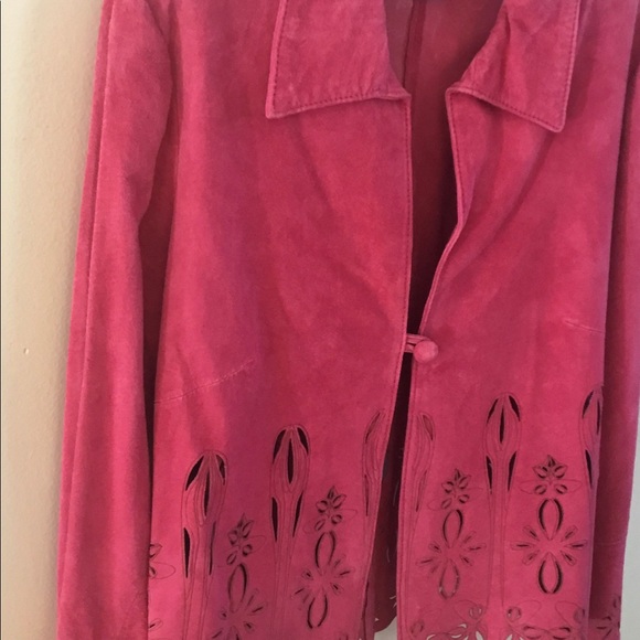 ☃️ Pink Suede Jacket Top Size M - Picture 4 of 13